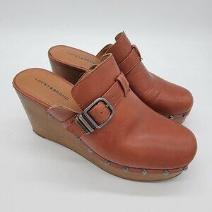 Lucky Brand Zilkio Studded Leather Wedges Clogs Y2K Style Womens Size 9M